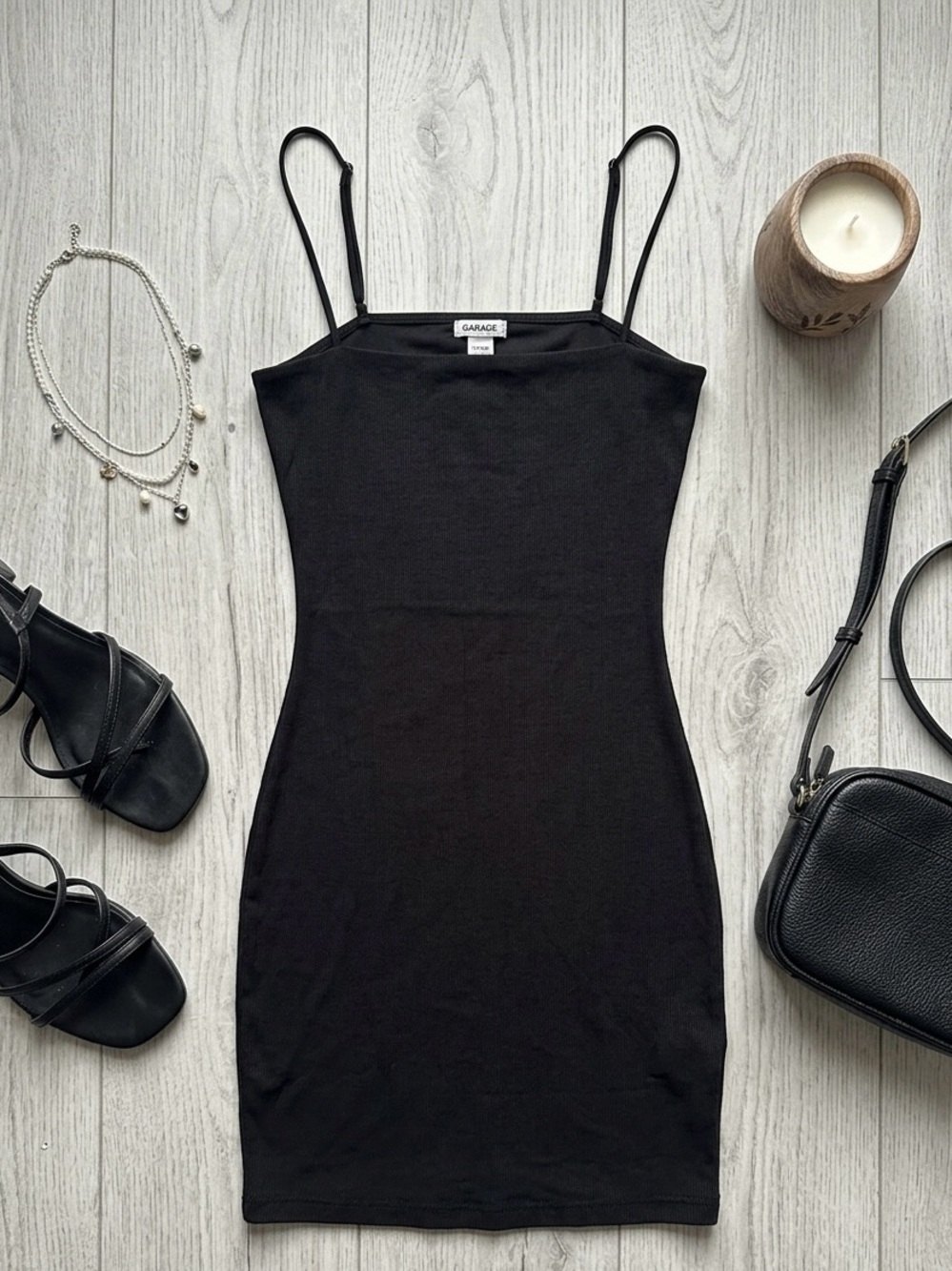 Garage Black Spaghetti Strap Mini Dress